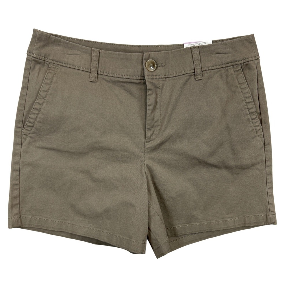 Liz Claiborne Chino Shorts Womens 6 Brown Classic Stretch Cotton Mid Rise NWT